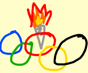 300x250 the olympic torch and rings drawing - Olympic Torch Drawing