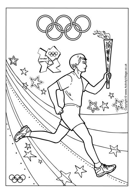 460x658 torch bearer colouring - Olympics Drawing