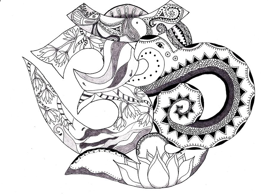 900x656 Om Doodle Drawing - Om Drawing