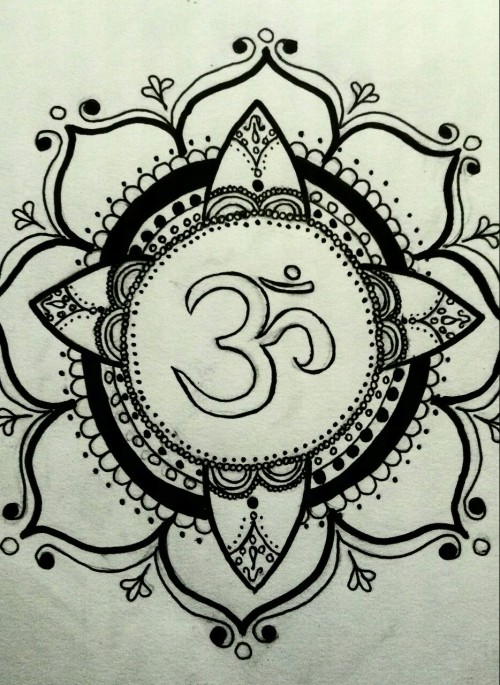 500x685 Drawing Personal Psychedelic Doodle Mandala Om Not Too Bad Jiva Kama - Om Drawing