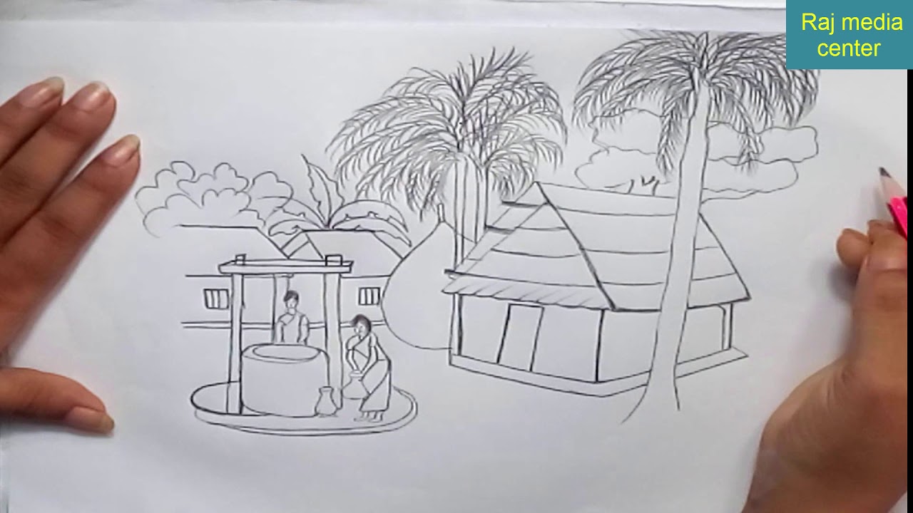 1280x720 omg! how to draw village scenery amazing baby drawing video - Omg Drawing