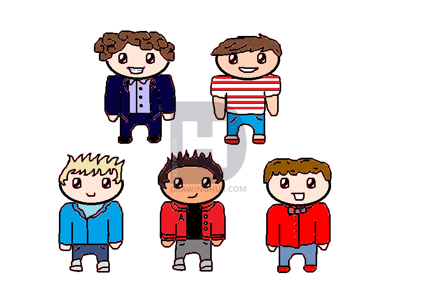 843x609 how to draw one direction cartoon, step - One Direction Cartoon Drawings