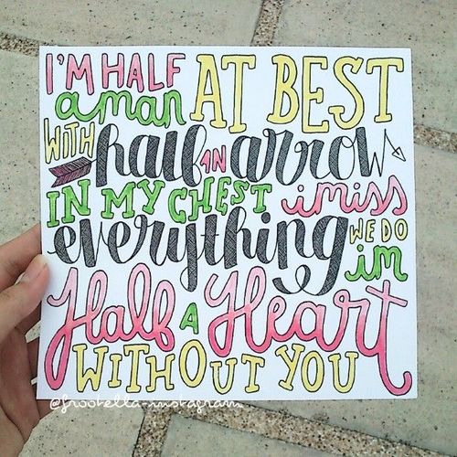 500x500 half a heart one direction on we heart it - One Direction Lyric Drawings