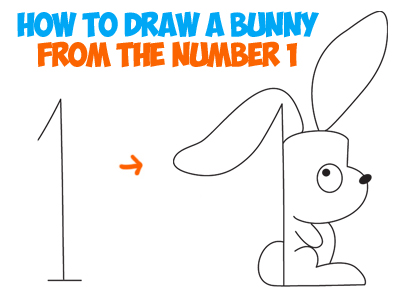 400x306 How To Draw A Cartoon Bunny Rabbit From The Number One - One Drawing