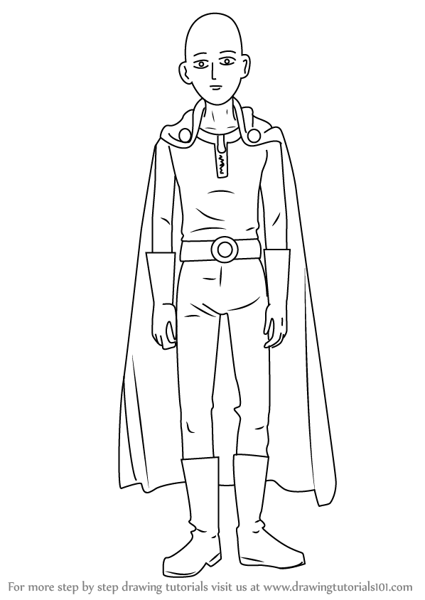 598x844 learn how to draw saitama from one punch man - One Drawing