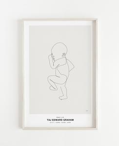 244x299 Unique One Line Baby Drawing Baby Art Poster - One Drawing