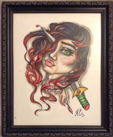 375x455 Girl With One Eye Open Drawing - One Eye Drawing