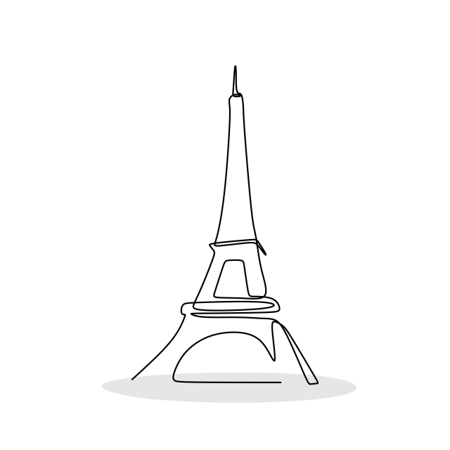 640x640 Eiffel Tower In Paris One Line Drawing Vector Illustration - One Line Drawing