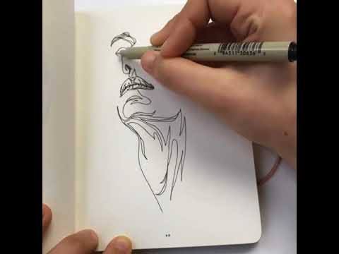 480x360 Face And Neck Drawn In One Continuous Line - One Line Drawing Face