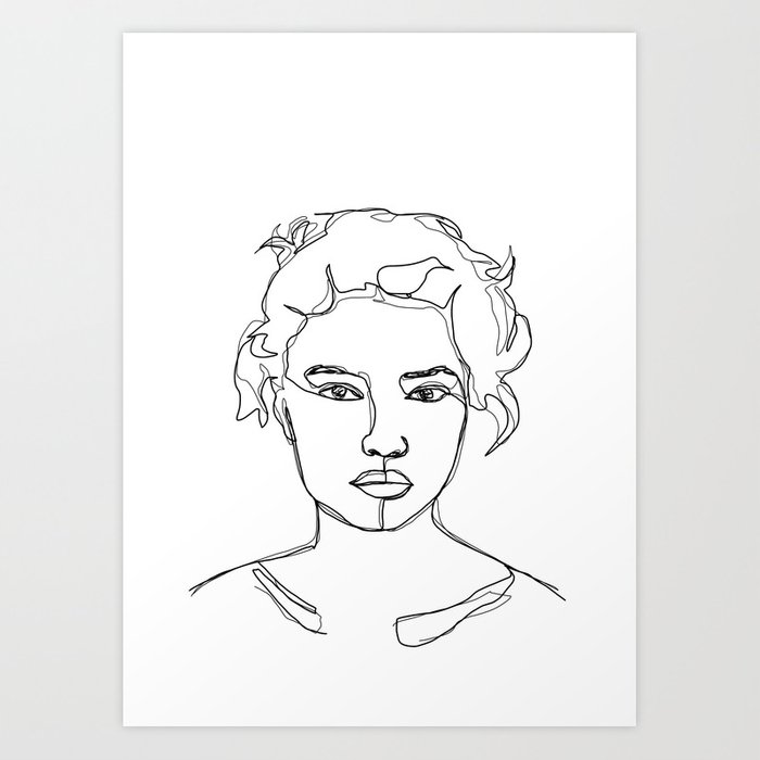 700x700 Face Single Line Drawing Illustration - One Line Drawing Face