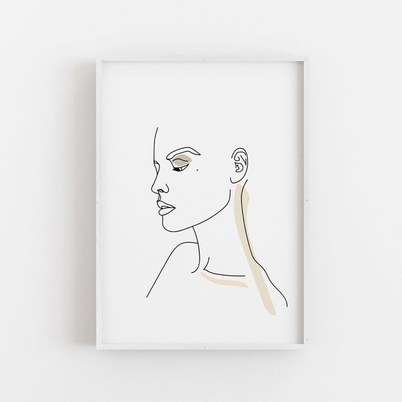 570x570 female face drawing one line drawing abstract line art etsy - One Line Drawing Face