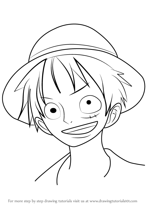 596x843 learn how to draw monkey d luffy from one piece - One Piece Drawing
