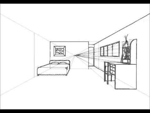 One Point Perspective Bedroom Drawing At Paintingvalley Com