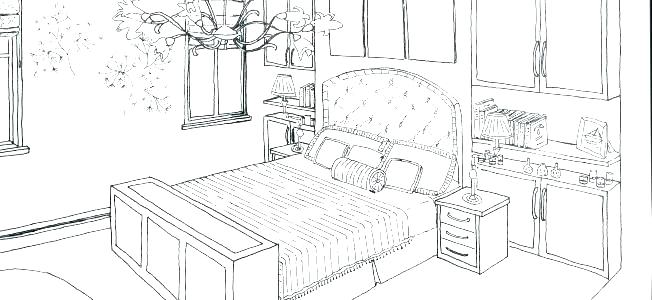 one point perspective bedroom drawing at paintingvalley