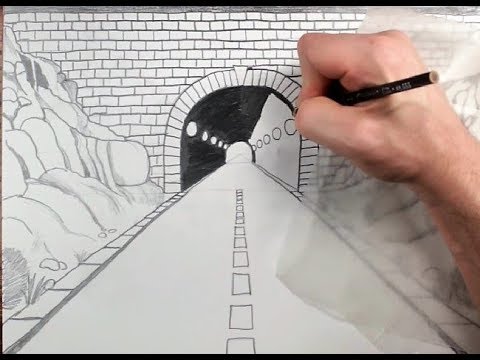 480x360 how to draw a highway tunnel in one point perspective - One Point Perspective Bridge Drawing