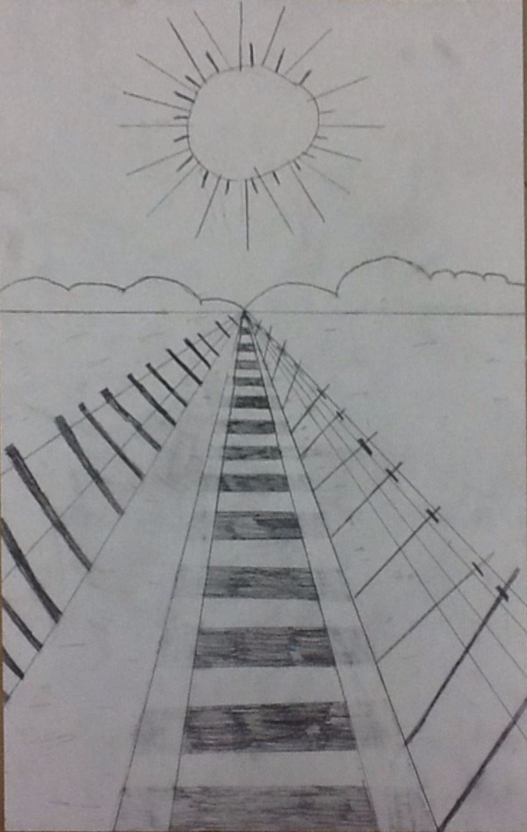 759x1199 Artsonia - One Point Perspective Bridge Drawing