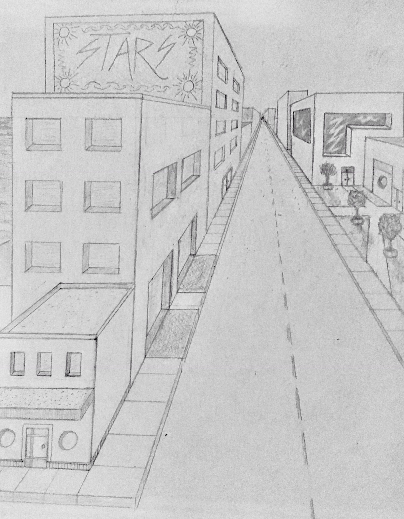 One Point Perspective City Drawing At Paintingvalley Com