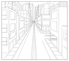 One Point Perspective City Drawing At Paintingvalley Com Explore