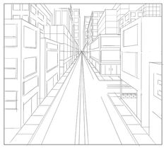 One Point Perspective City Drawing At Paintingvalley Com