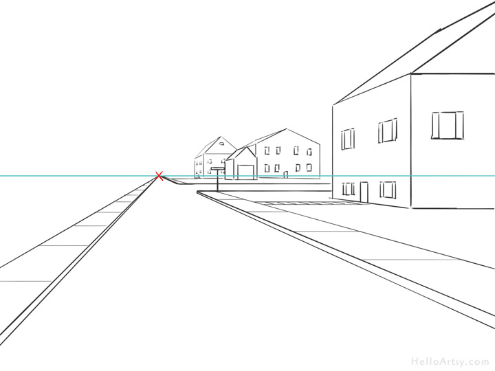720x540 One Point Perspective Drawing Step - One Point Perspective Drawing