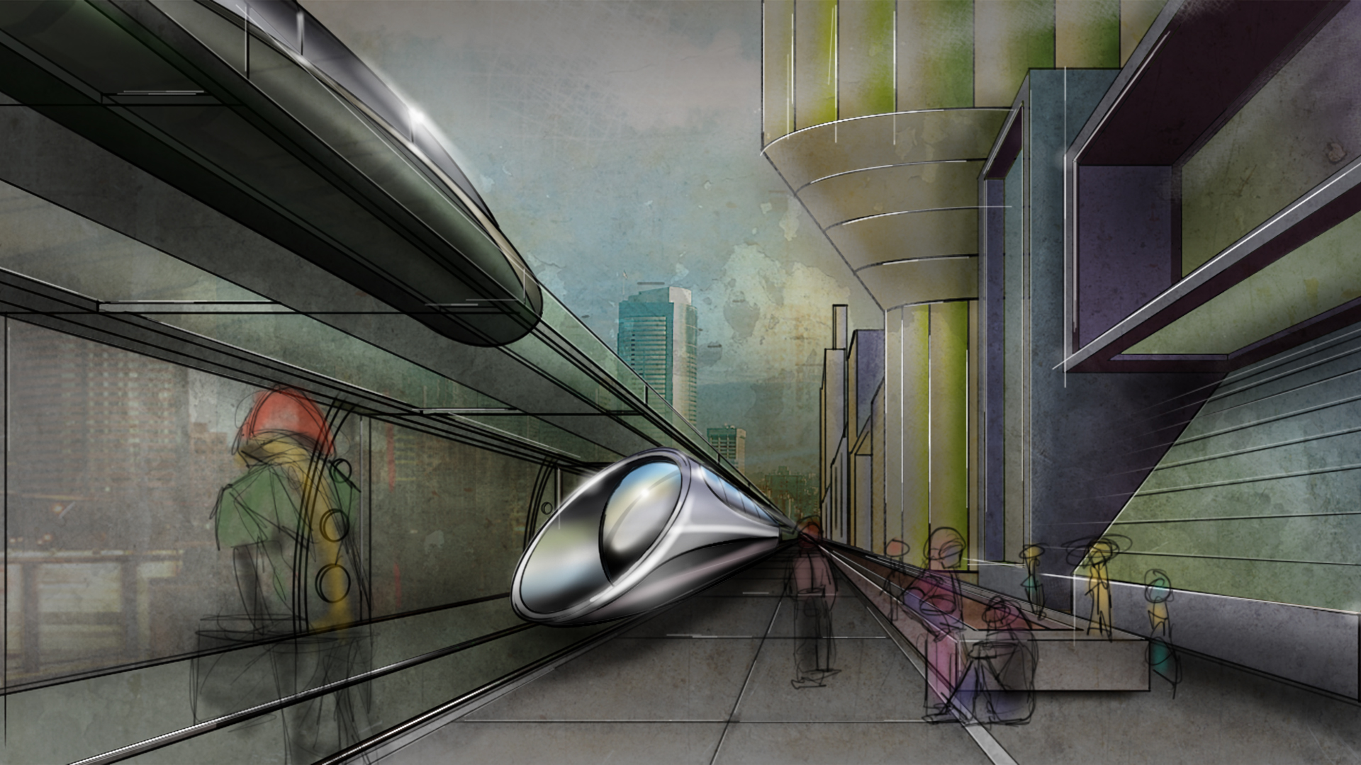 1920x1080 Sketchbook Pro Drawing One Point Perspective - One Point Perspective Drawing