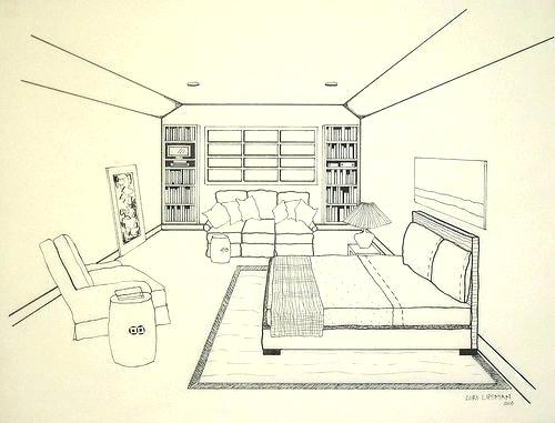 500x381 Interior Design Bedroom Sketches One Point Perspective Bedroom - One Point Perspective Drawing Room