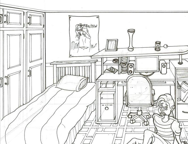 800x614 Objective Create A One Point Perspective Drawing Of Your Bedroom - One Point Perspective Drawing Room