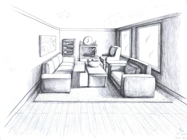 720x540 Pool Drawing One Point Perspective For Free Download - One Point Perspective Drawing Room