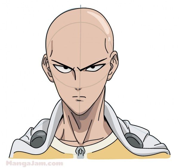 600x564 how to draw saitama from one punch man step - One Punch Man Drawing