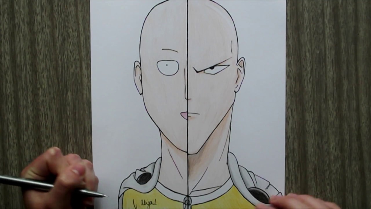 1280x720 drawing the two faces of saitama - One Punch Man Drawing