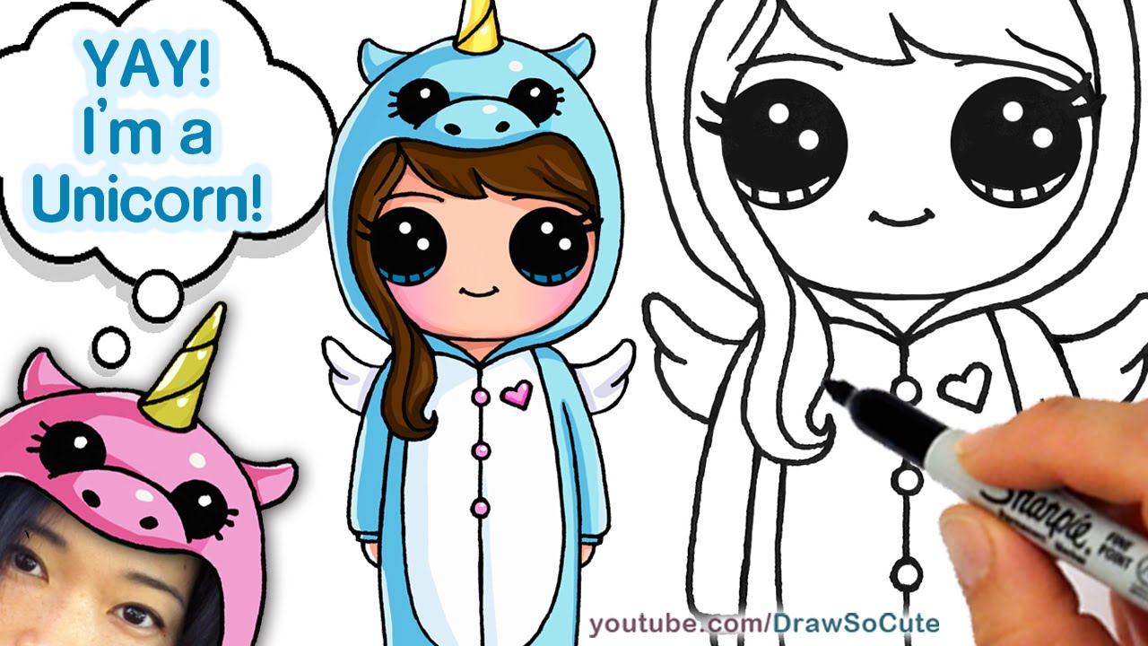 1280x720 How To Draw Cute Girl In Unicorn Onesie Easy - Onesie Drawing