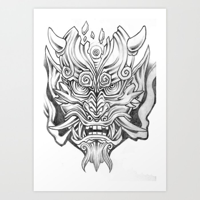 Japanese Oni Mask Drawing At PaintingValley.com | Explore Collection Of ...