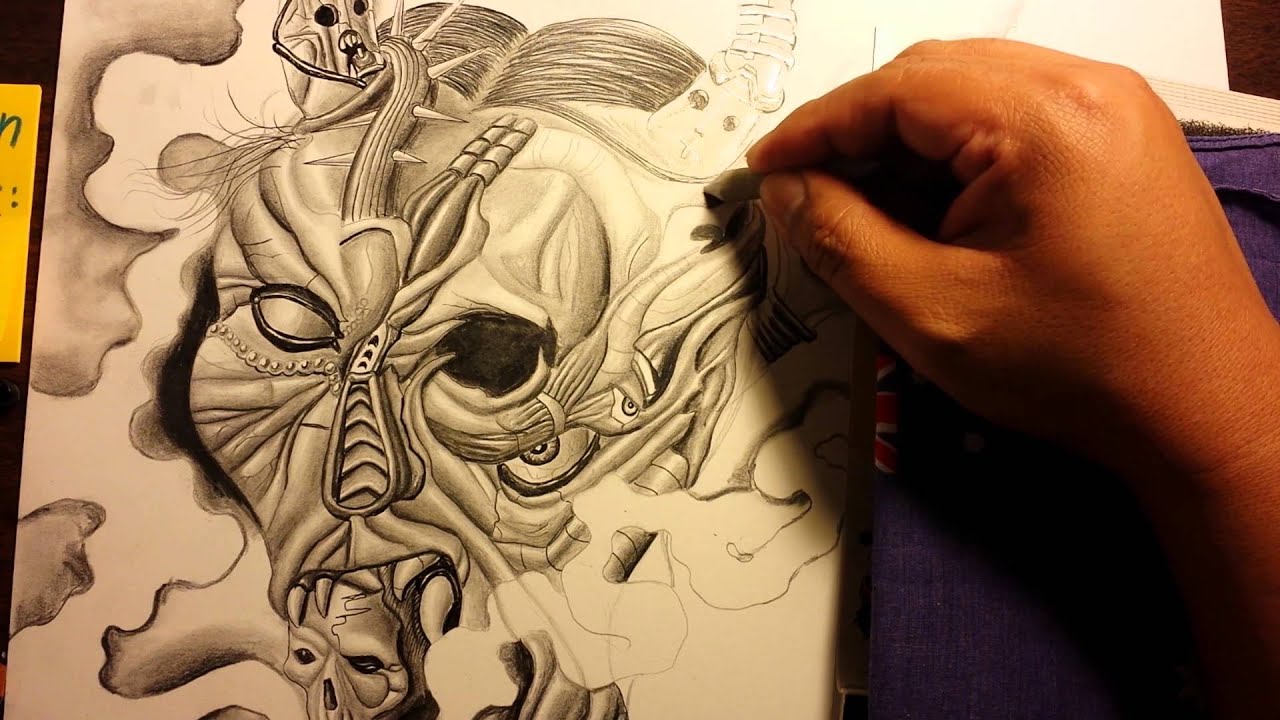 1280x720 drawing a japanese oni samurai demon mask tattoo - Oni Mask Drawing