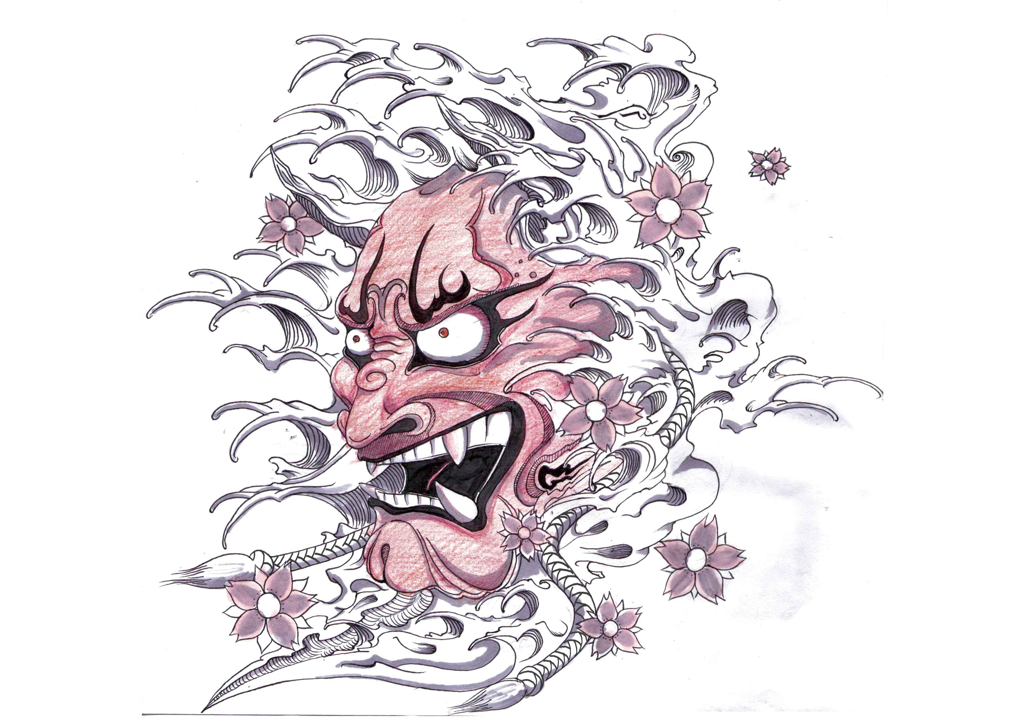 3508x2480 japanese oni mask drawing at com free for personal us on stunning - Oni Mask Drawing