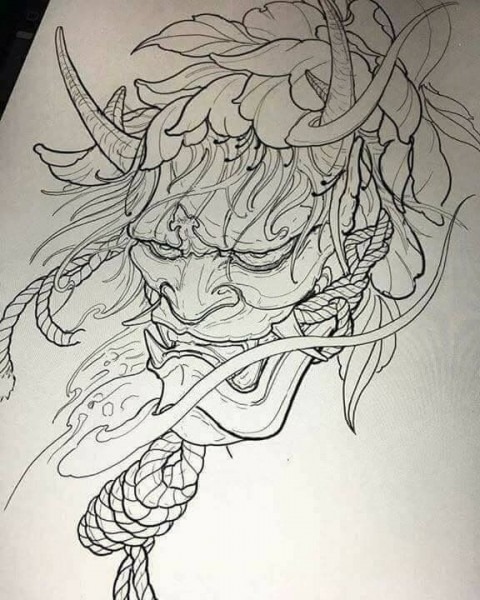 480x600 Oni Mask Drawing - Oni Mask Drawing