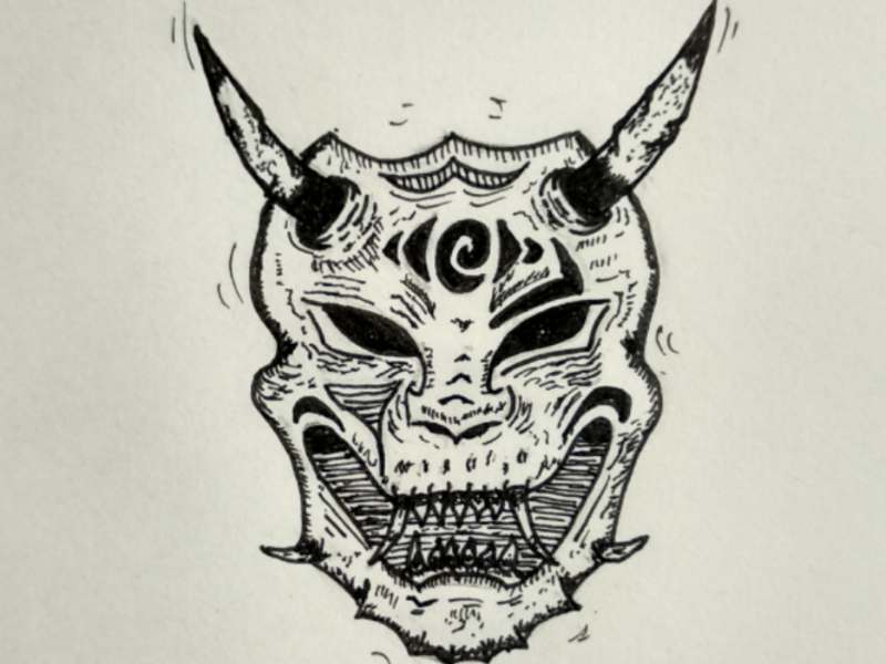 800x600 Oni Mask - Oni Mask Drawing