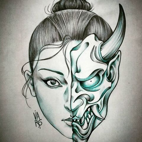 480x480 Oni Mask Drawing - Oni Mask Drawing