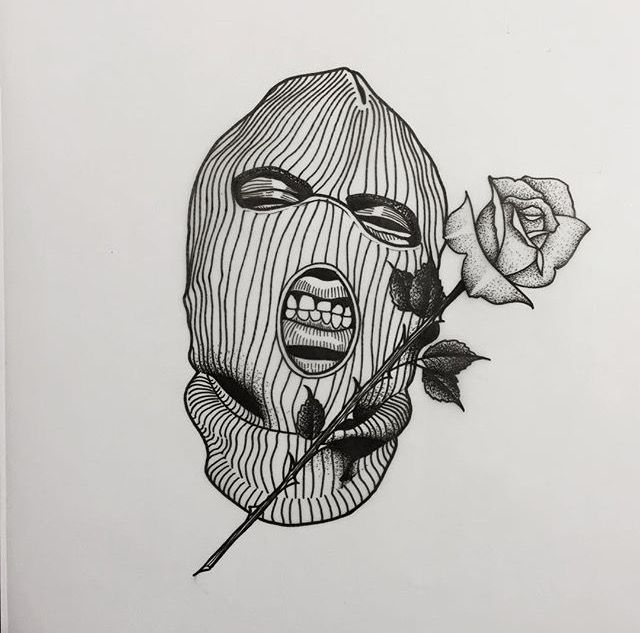 640x633 Ski Mask Drawing - Oni Mask Drawing