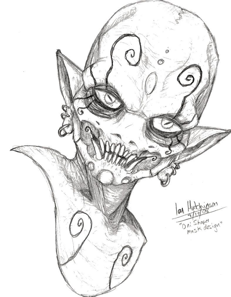 787x1014 Oni Mask - Oni Mask Drawing