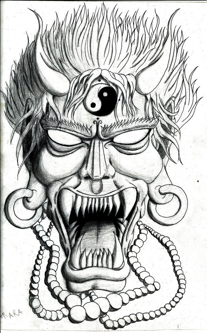 706x1132 Oni Mask Drawing - Oni Mask Drawing