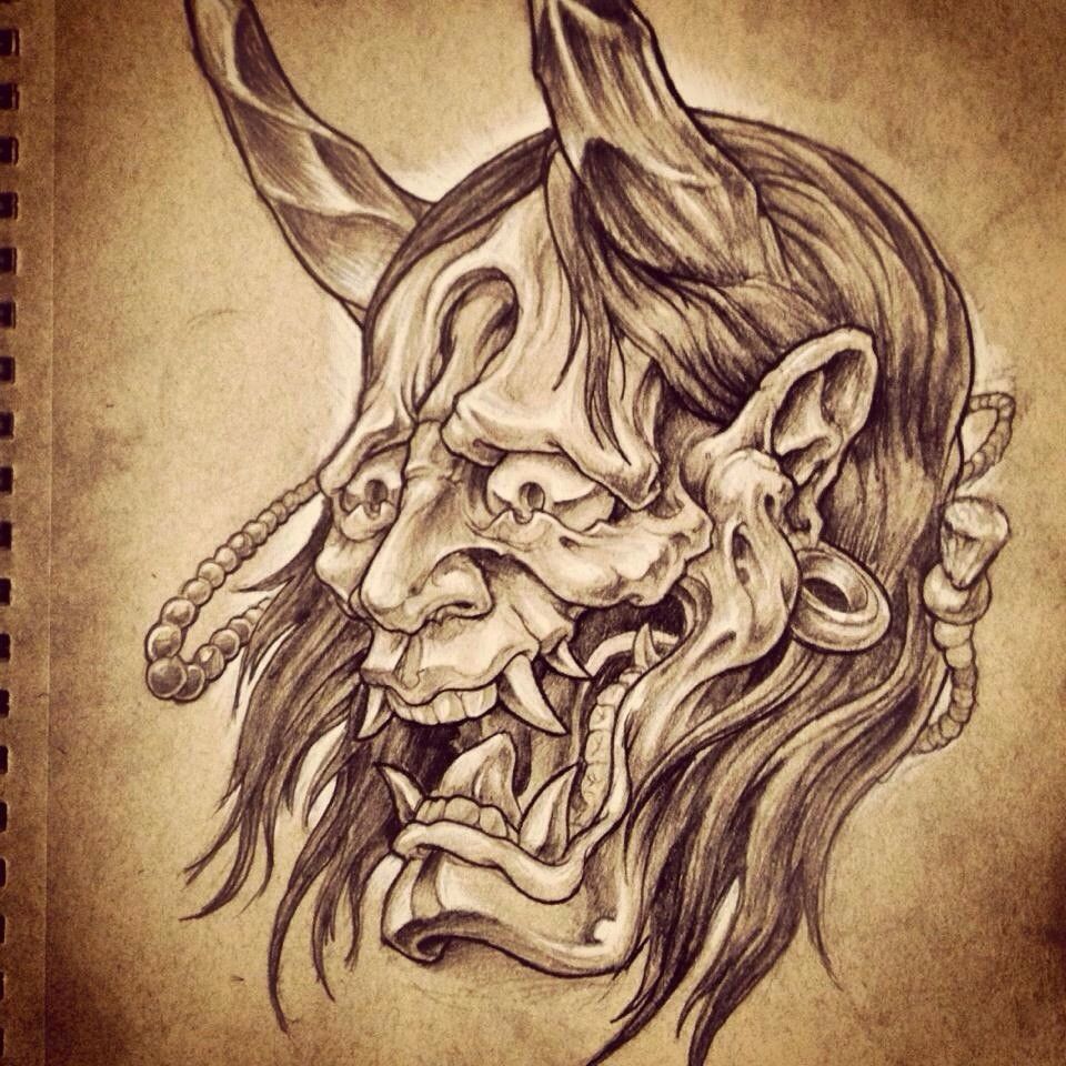 960x960 Oni Mask Drawing - Oni Mask Drawing