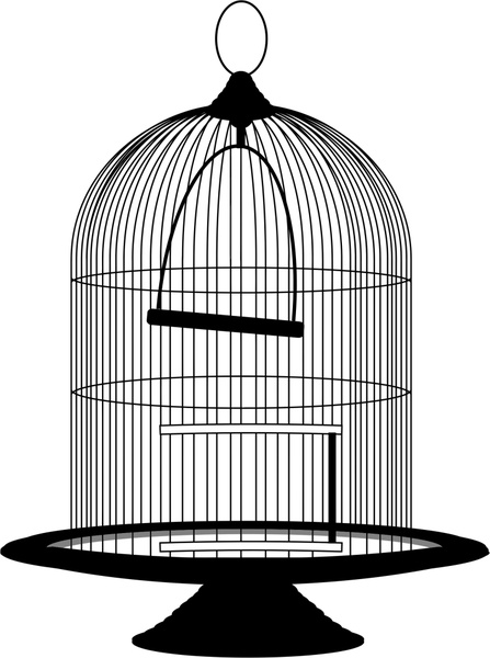 447x600 birdcage vector sketch illustration in black and white free vector - Open Birdcage Drawing