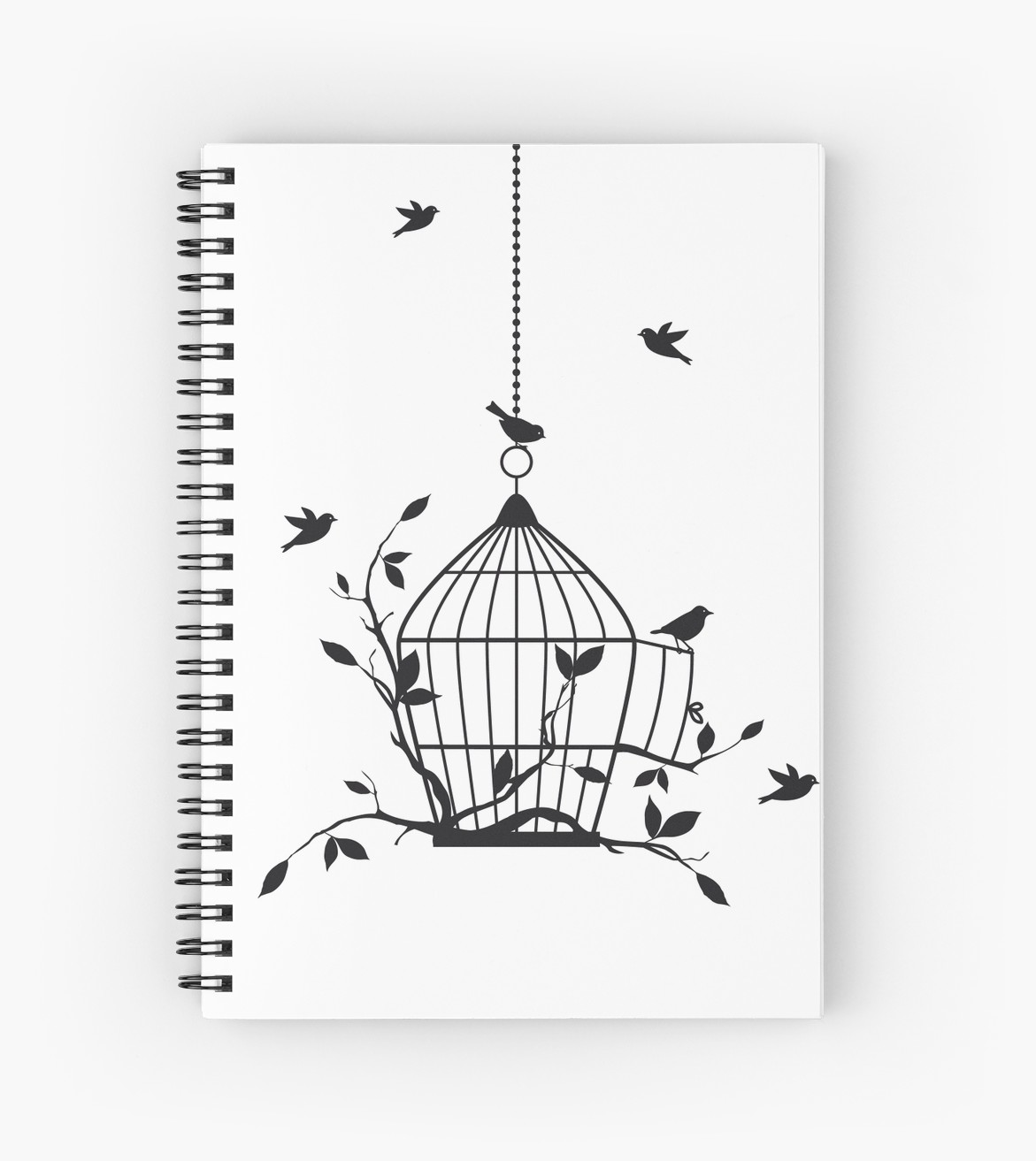 1171x1313 free birds with open birdcage spiral notebooks - Open Birdcage Drawing