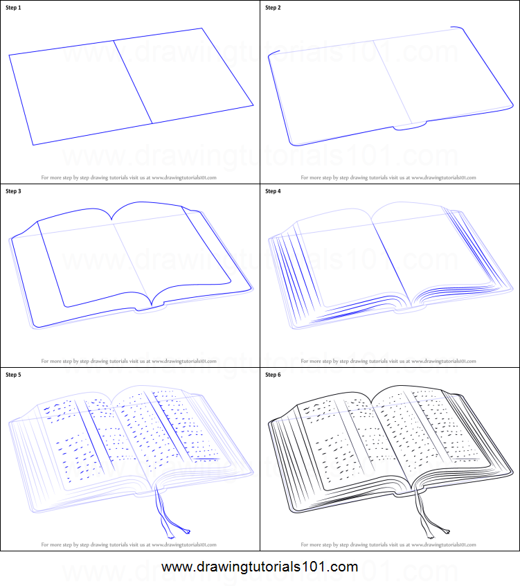 751x846 how to draw an open book printable step - Open Book Drawing