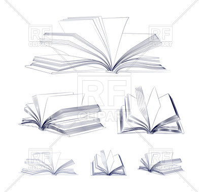 400x378 open book sketch set vector image of objects - Open Book Drawing