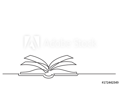 500x354 One Line Drawing Of Isolated Vector Object - Open Book Line Drawing