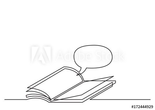 500x354 One Line Drawing Of Isolated Vector Object - Open Book Line Drawing