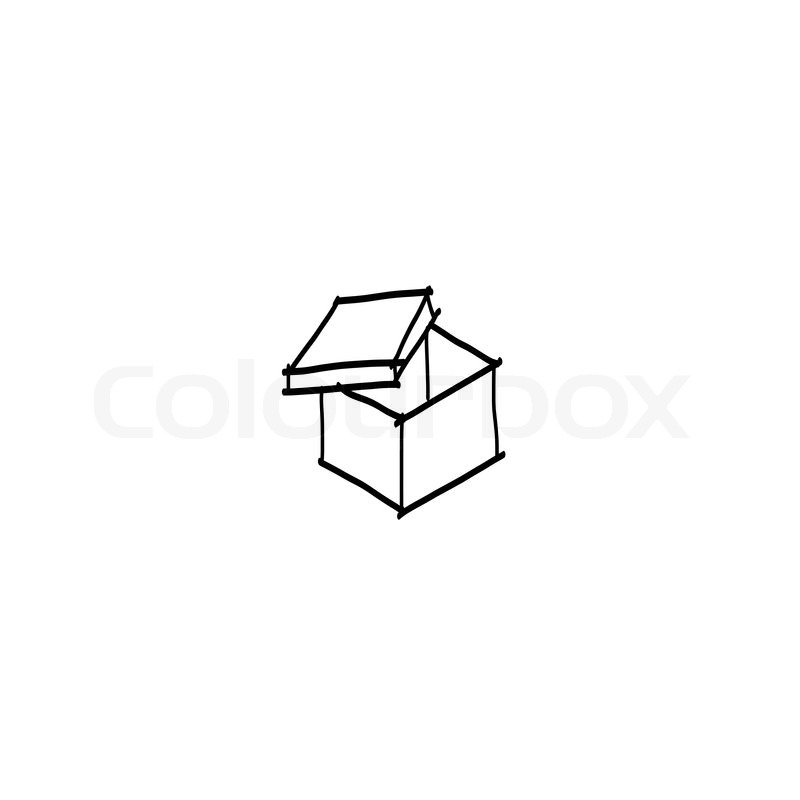800x800 Hand Drawing Open Box Stock Vector Colourbox - Open Box Drawing