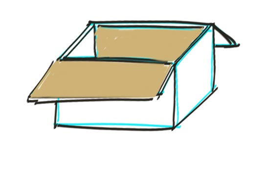550x355 How To Draw A Box - Open Box Drawing