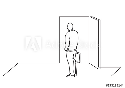500x354 Continuous Line Drawing Of Business Concept - Open Door Drawing